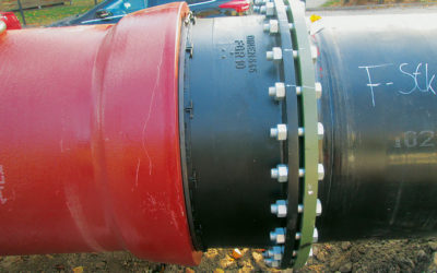 Large-dimension interim pipeline with cast iron systems